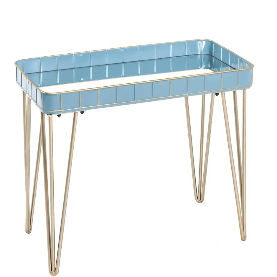 Wohnen Rechteckiger Beistelltisch mit Spiegelglas Platte - Fire