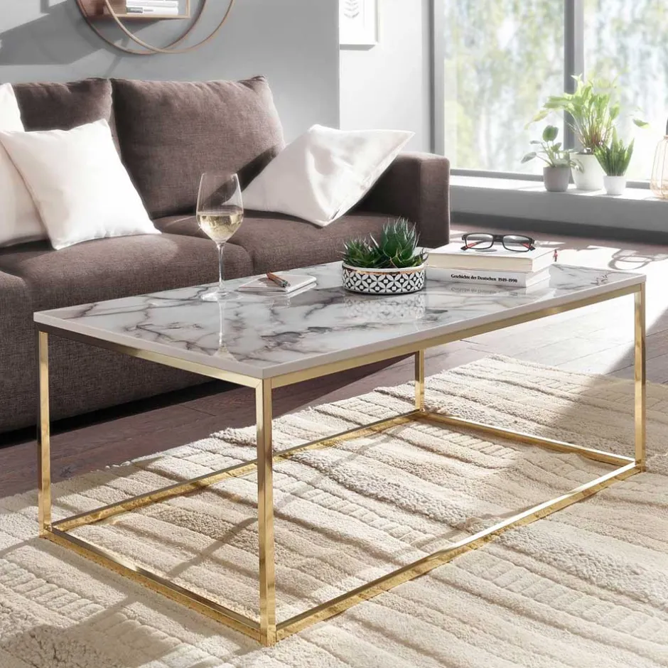 Rechteckiger Couchtisch in Marmor Optik - Saneb^Wohnen Sale
