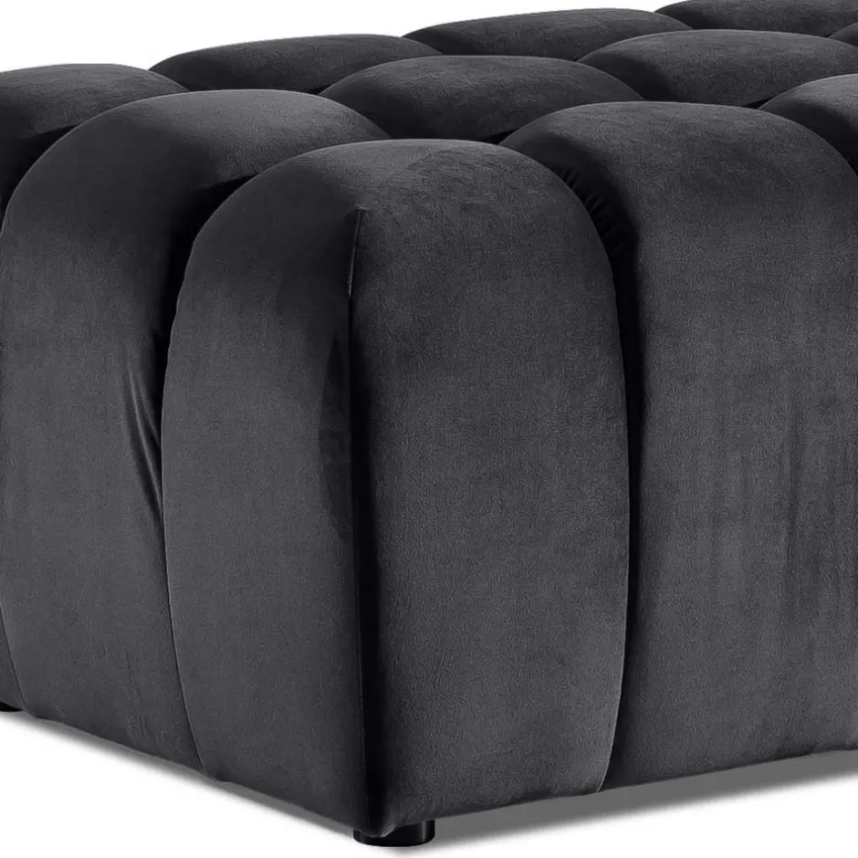 Wohnen Rechteckiger Samthocker in Dunkelgrau - Zeonela