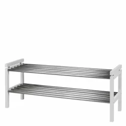 Wohnen Regal für Schuhe in Weiß & Edelstahl - Gorfu