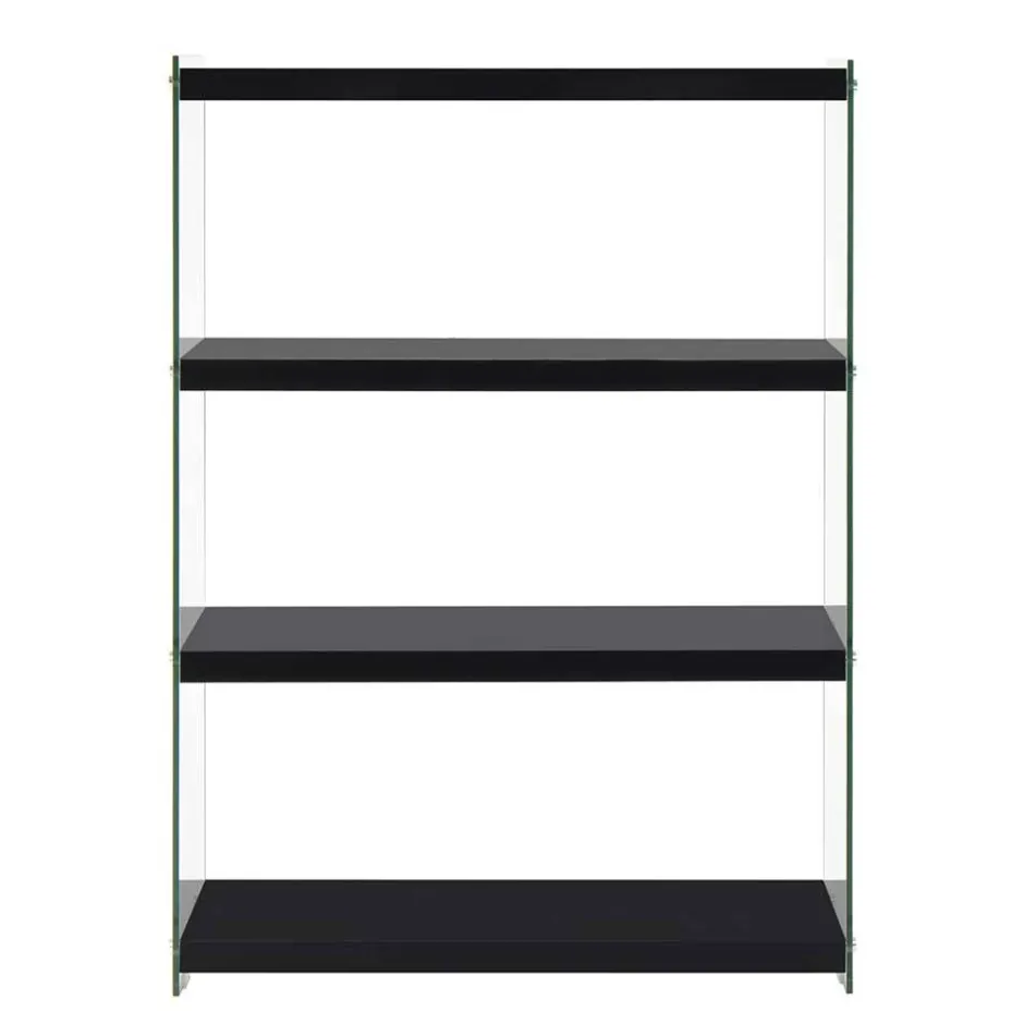 Regal in Hochglanz Schwarz & Transparent - Viverone^Wohnen