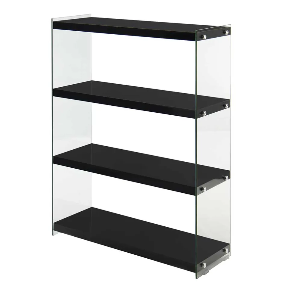 Regal in Hochglanz Schwarz & Transparent - Viverone^Wohnen