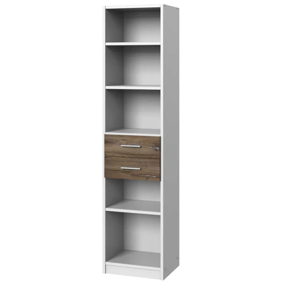 Wohnen Regal in Weiß & Eiche verwittert Dekor - Liesca