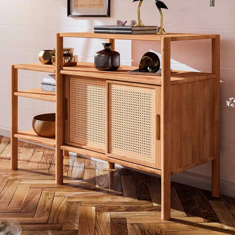 Regal mit drei Fächern & zwei Schiebetüren - Indrya^Wohnen Discount