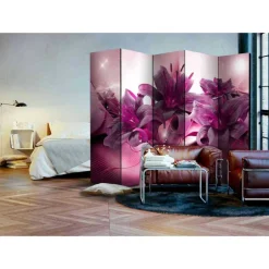 Wohnen Reizvoller Leinwand Paravent in Violett - Fanito