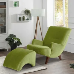 Wohnen Relax Sessel in Oliv Grün mit Nussbaum - Sofia