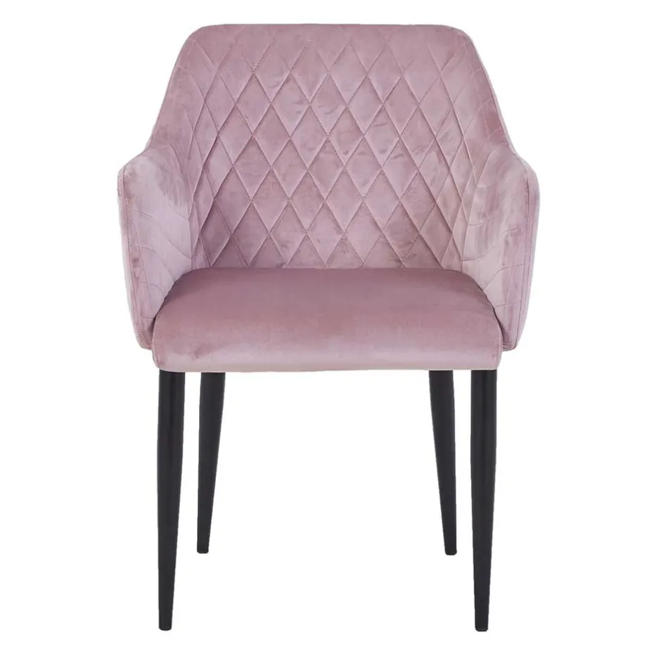 Retro Armlehnenstuhl in Altrosa Samt - Onjamy (2er Set)^Wohnen New
