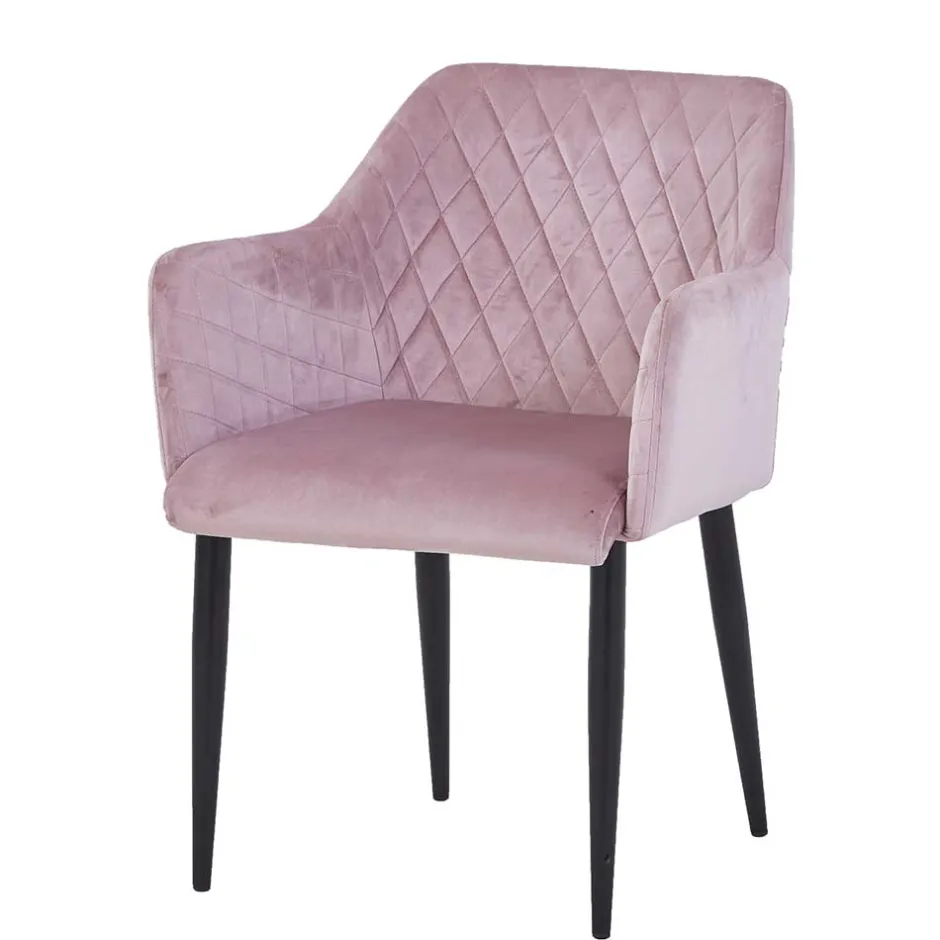 Retro Armlehnenstuhl in Altrosa Samt - Onjamy (2er Set)^Wohnen New