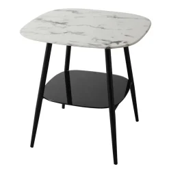 Wohnen Retro Beistelltisch in Marmor Optik Weiß Grau - Salerno