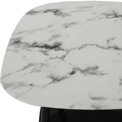 Wohnen Retro Beistelltisch in Marmor Optik Weiß Grau - Salerno