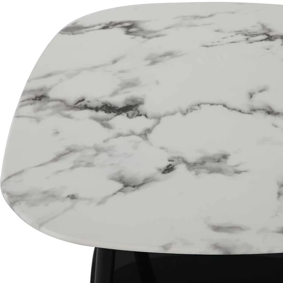 Wohnen Retro Beistelltisch in Marmor Optik Weiß Grau - Salerno