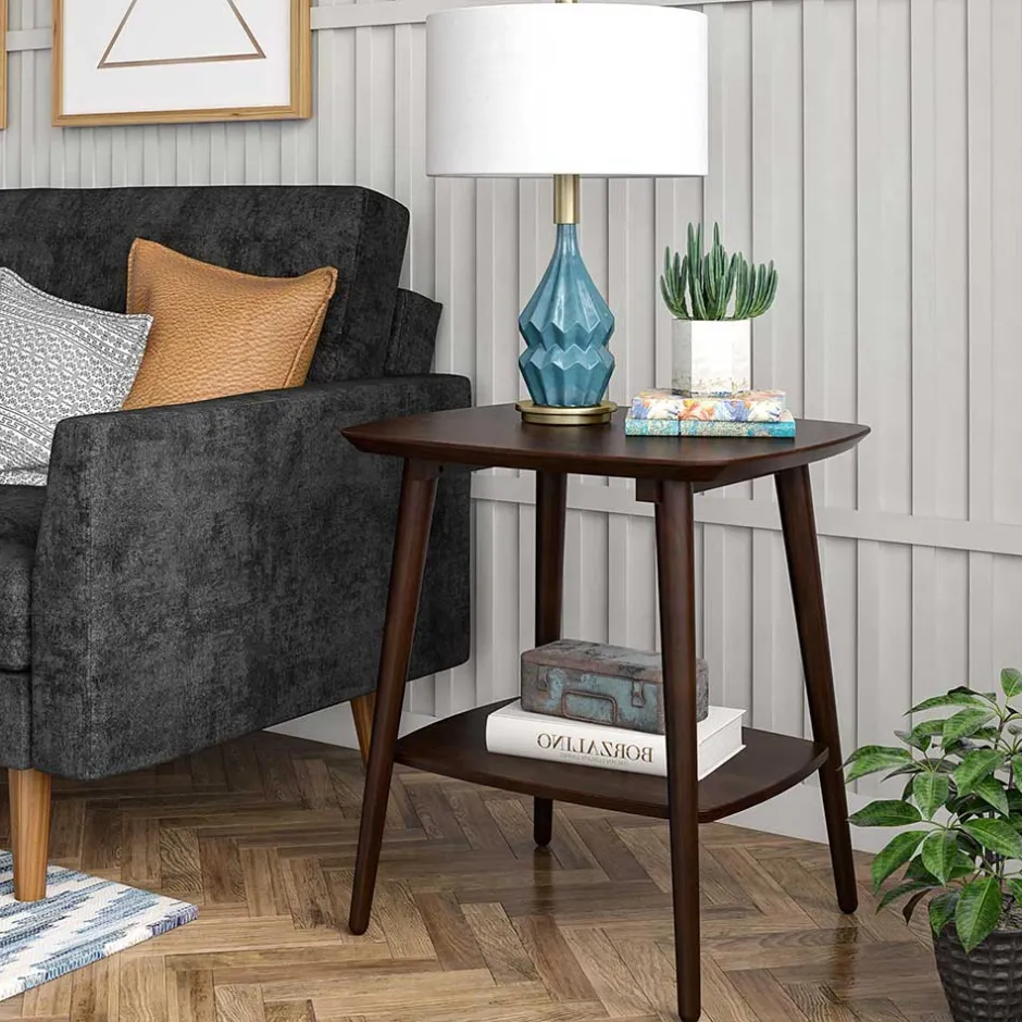 Wohnen Retro Beistelltisch in Walnuss Optik - Despelin