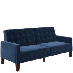 Retro Bettsofa in Blau Samt - Silvaria^Wohnen