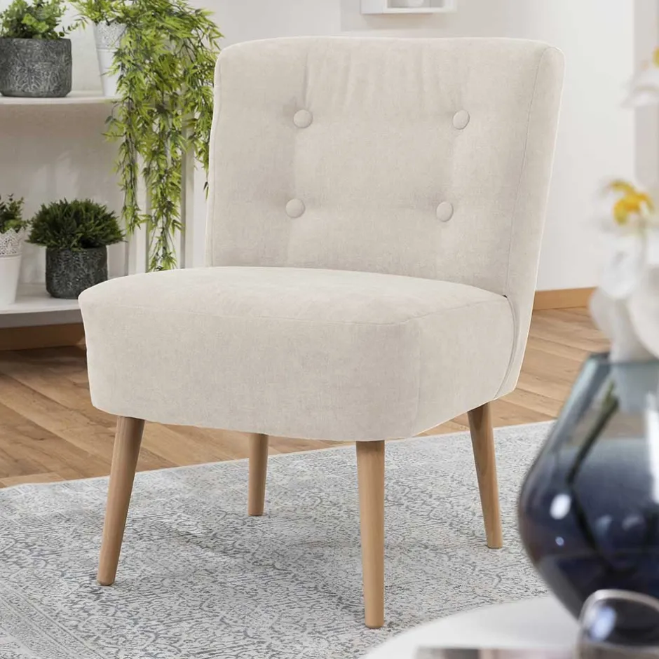 Retro Cocktailsessel in Beige und Buche - Cranzo^Wohnen Hot