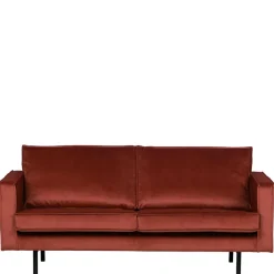 Wohnen Retro Design 2er Couch in Rotbraun Samt - Enzing