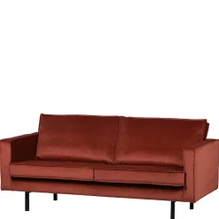 Wohnen Retro Design 2er Couch in Rotbraun Samt - Enzing