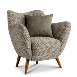 Retro Designsessel in Beige und Braun gemustert - Regiovs^Wohnen