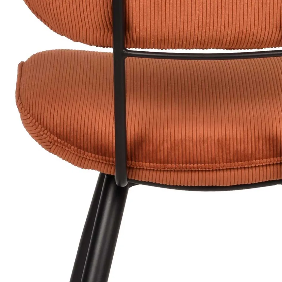 Retro Küchenstuhl in Rost Braun Cord-Bezug - Candeloco (2er Set)^Wohnen Sale