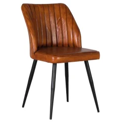 Retro Lederstuhl in Cognac Braun - Valtte^Wohnen Outlet