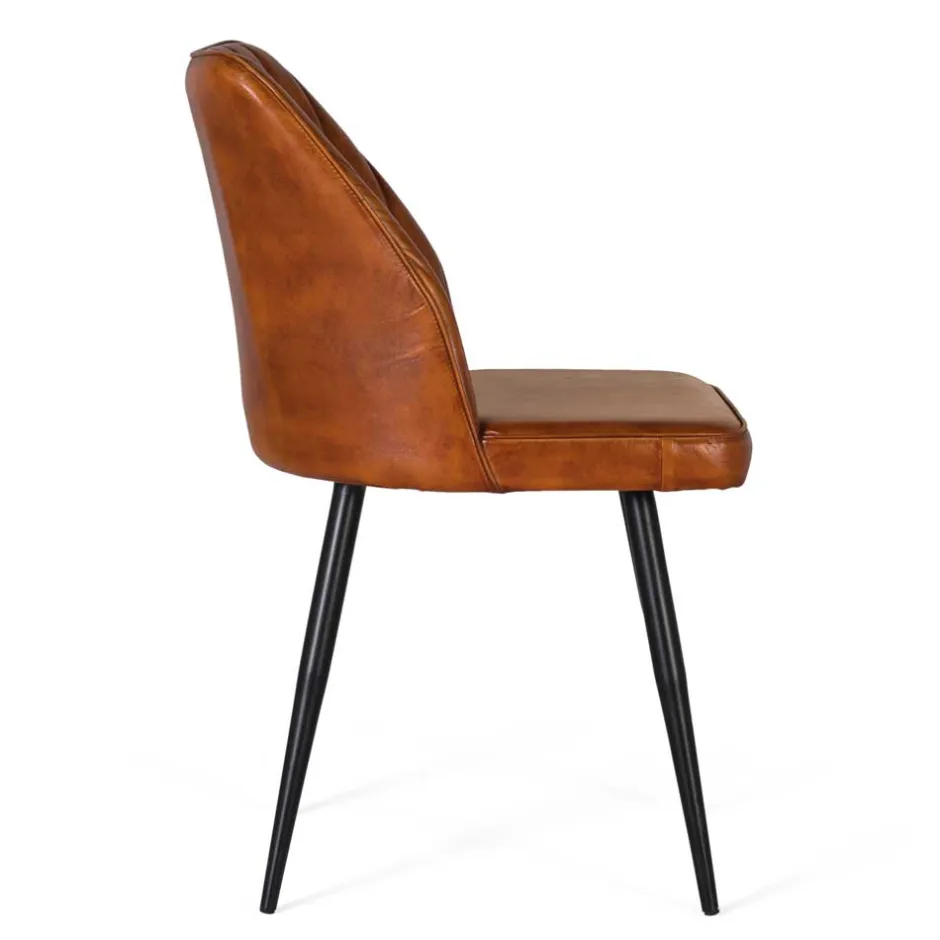 Retro Lederstuhl in Cognac Braun - Valtte^Wohnen Outlet