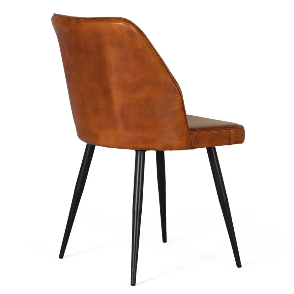 Retro Lederstuhl in Cognac Braun - Valtte^Wohnen Outlet