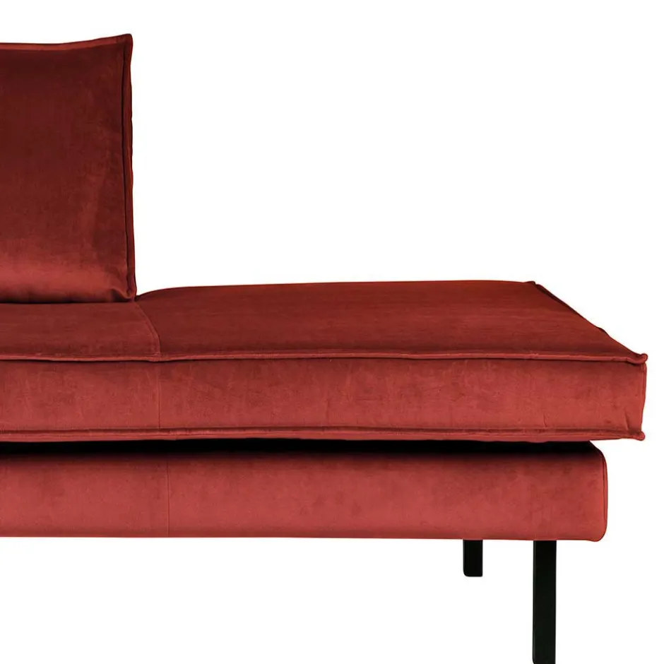 Wohnen Retro Ottomane in Rotbraun Samt - Enzing