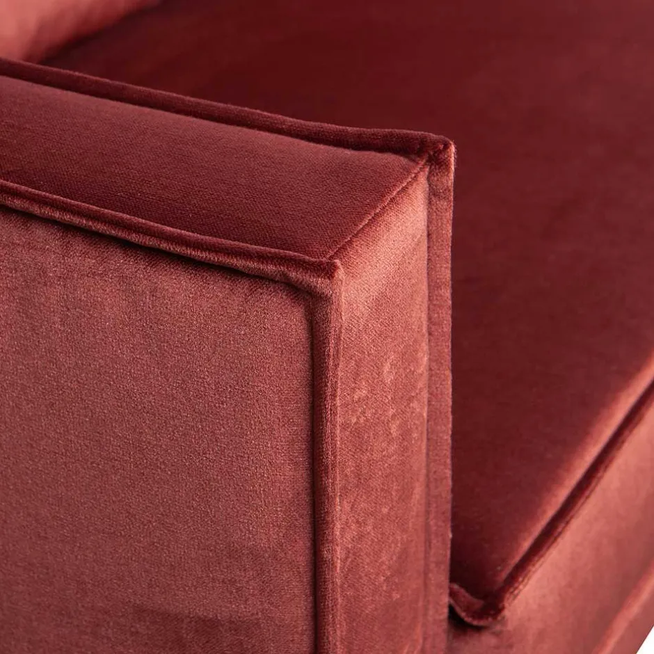Wohnen Retro Ottomane in Rotbraun Samt - Enzing