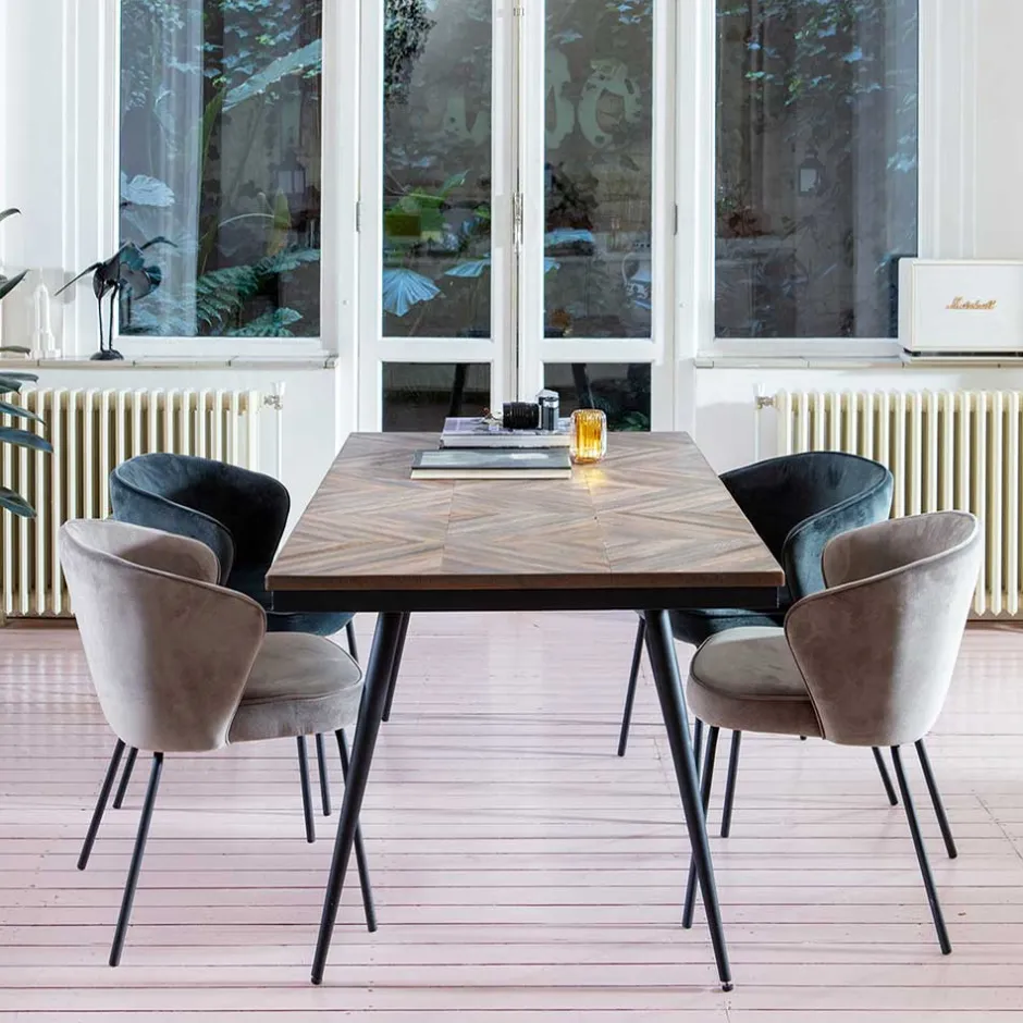 Retro Polsterstühle in Khaki Samt - Ashley (2er Set)^Wohnen Hot