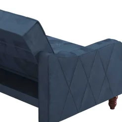 Retro Schlafsofa in Blau und Nussbaum Braun - Ziovarica^Wohnen Discount