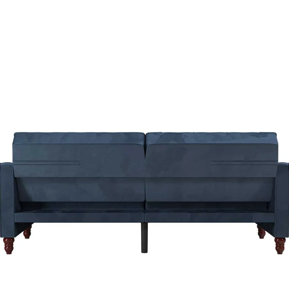 Retro Schlafsofa in Blau und Nussbaum Braun - Ziovarica^Wohnen Discount