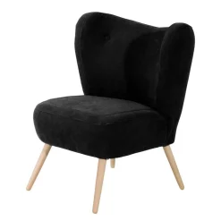 Wohnen Retro Sessel in Schwarz Velours - Kerou