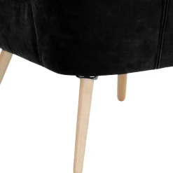 Wohnen Retro Sessel in Schwarz Velours - Kerou