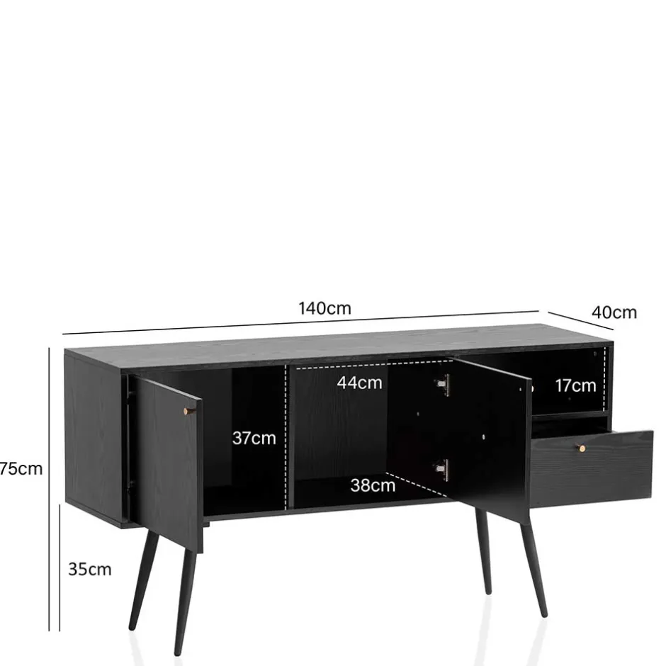 Retro Sideboard in Schwarz - Flair^Wohnen Clearance