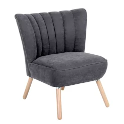 Retro Style Sessel in Anthrazit Velours - Valentino^Wohnen Best