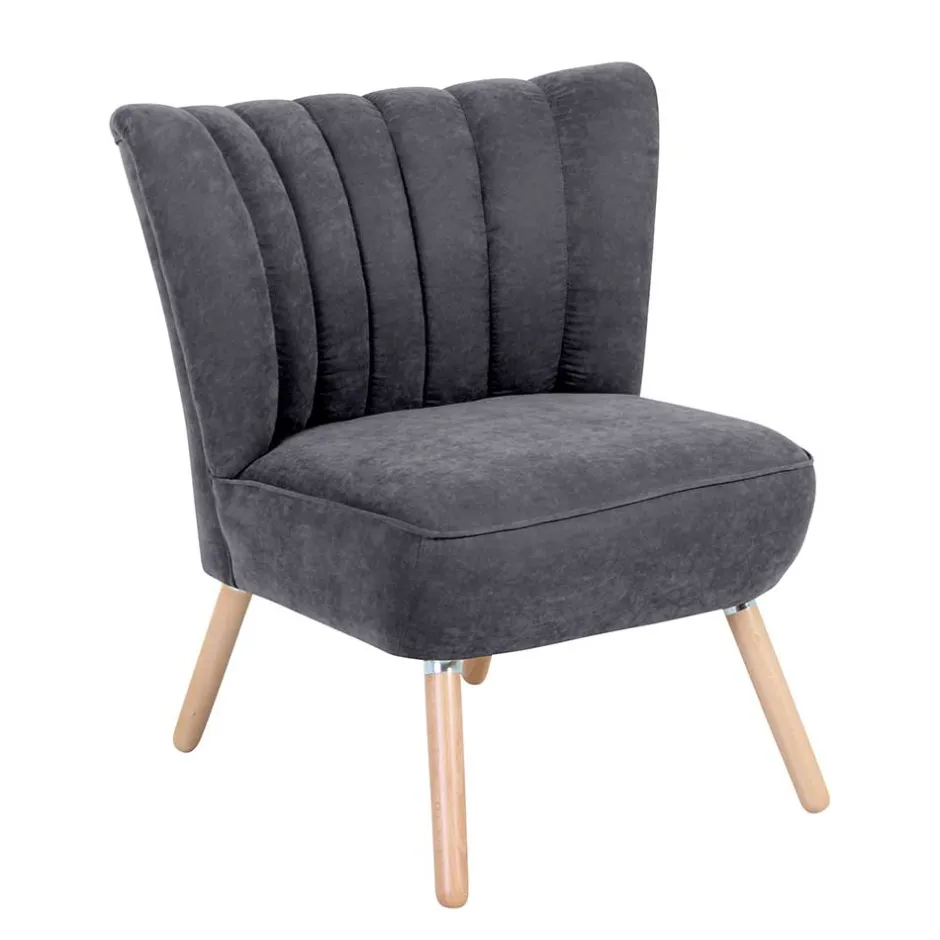 Retro Style Sessel in Anthrazit Velours - Valentino^Wohnen Best