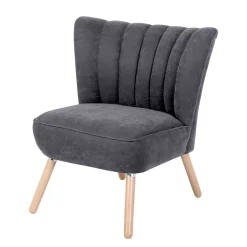 Retro Style Sessel in Anthrazit Velours - Valentino^Wohnen Best