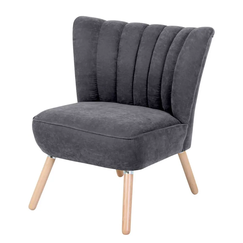 Retro Style Sessel in Anthrazit Velours - Valentino^Wohnen Best