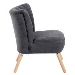 Retro Style Sessel in Anthrazit Velours - Valentino^Wohnen Best