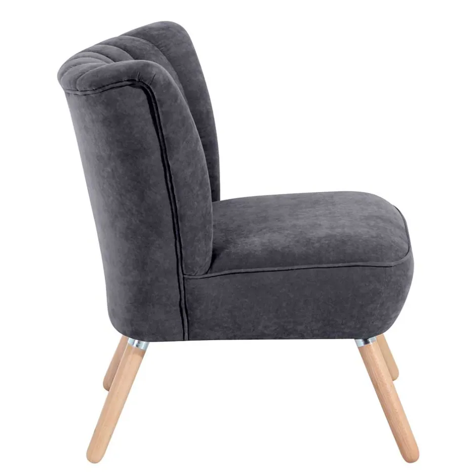 Retro Style Sessel in Anthrazit Velours - Valentino^Wohnen Best