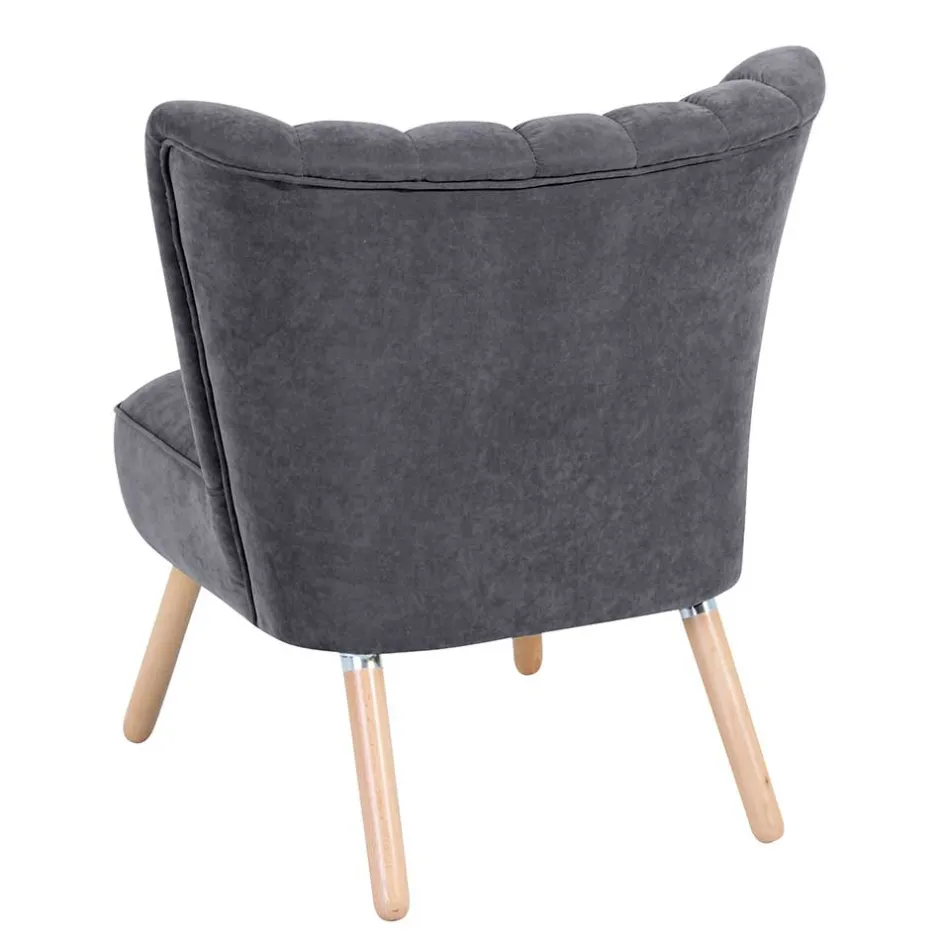 Retro Style Sessel in Anthrazit Velours - Valentino^Wohnen Best