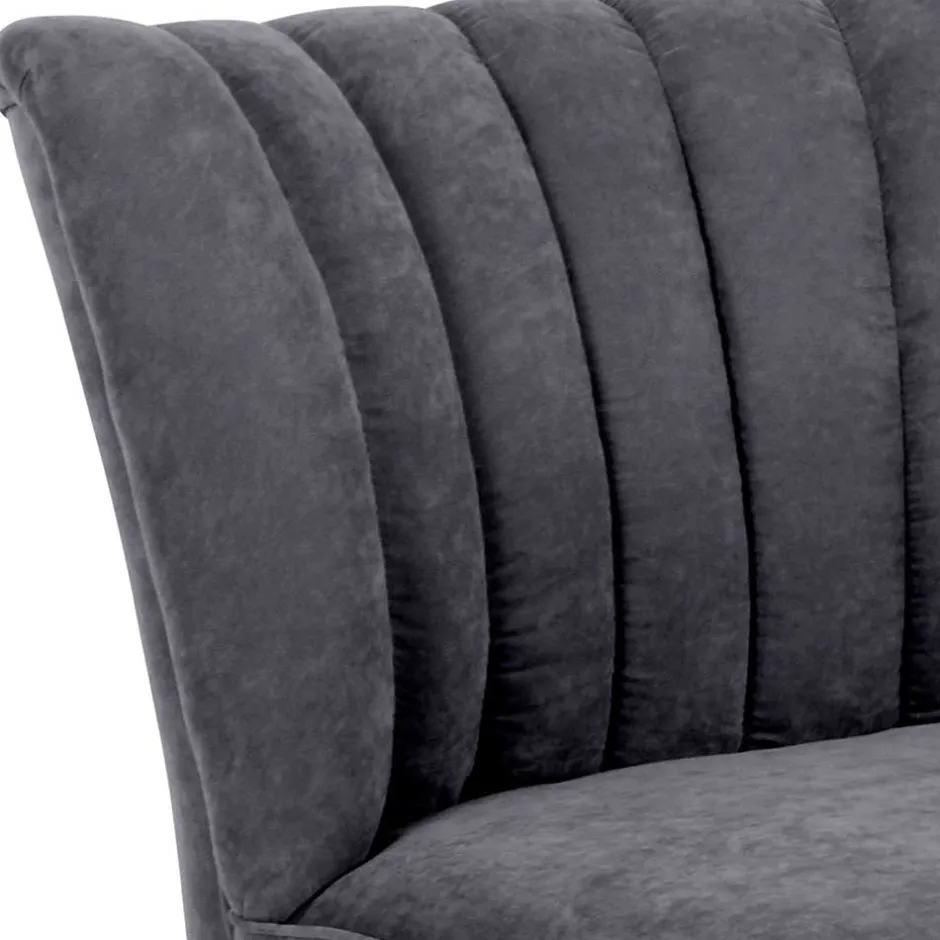 Retro Style Sessel in Anthrazit Velours - Valentino^Wohnen Best