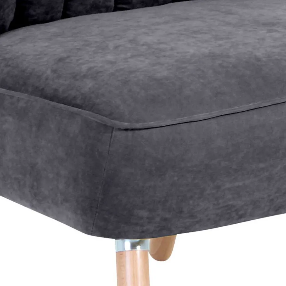 Retro Style Sessel in Anthrazit Velours - Valentino^Wohnen Best