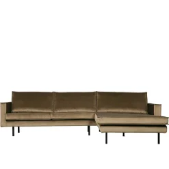 Wohnen Retro Velvet Ecksofa in Taupe - Museo
