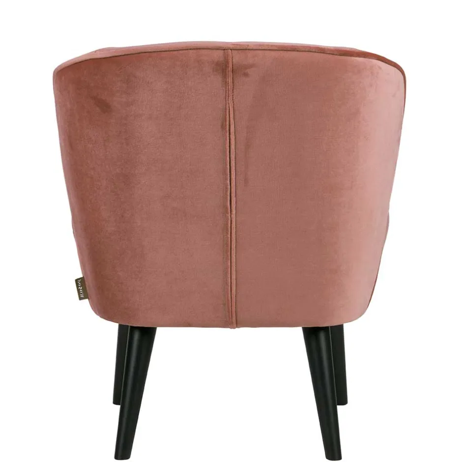 Wohnen Retro Vintage Sessel in Altrosa Samt - Ventura