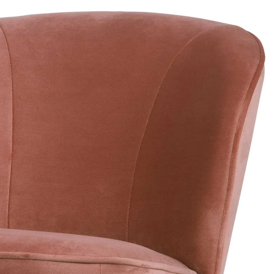 Wohnen Retro Vintage Sessel in Altrosa Samt - Ventura