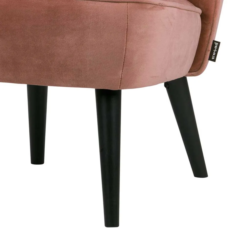 Wohnen Retro Vintage Sessel in Altrosa Samt - Ventura