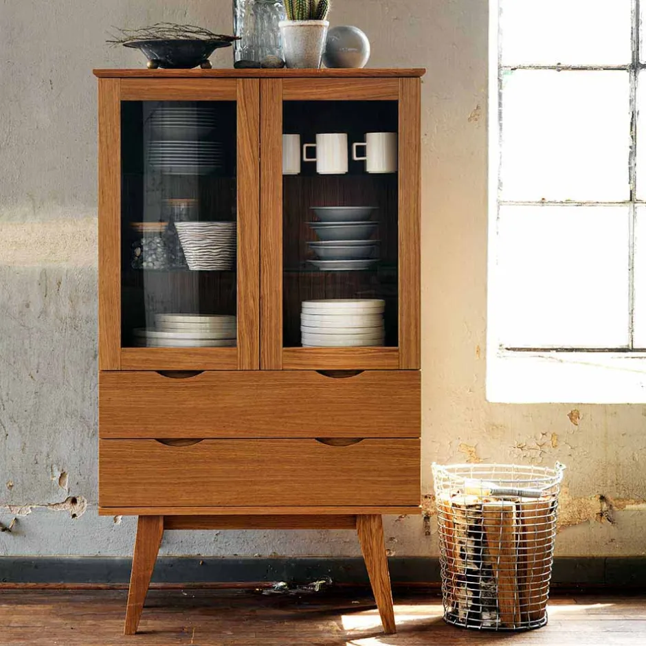 Wohnen Retro Vitrine in Eichefarben - Number