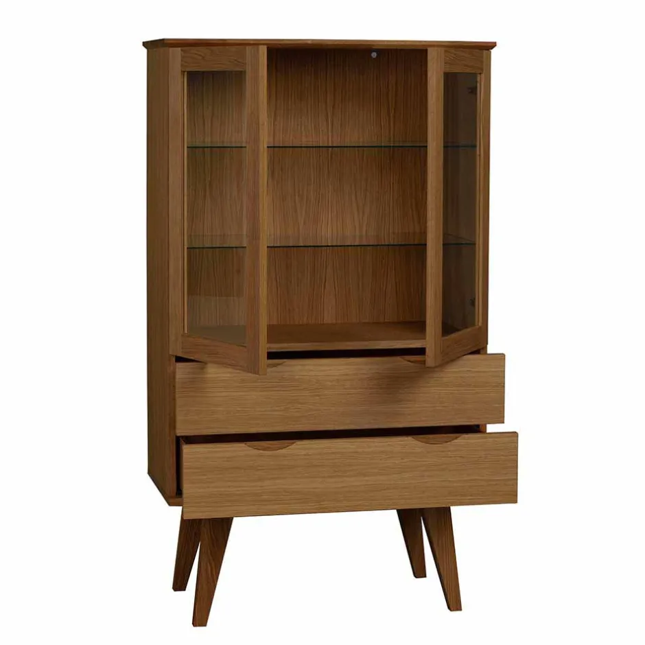 Wohnen Retro Vitrine in Eichefarben - Number