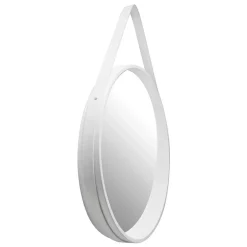 Wohnen Retro Wandspiegel mit Kunstleder in Weiß - Composia