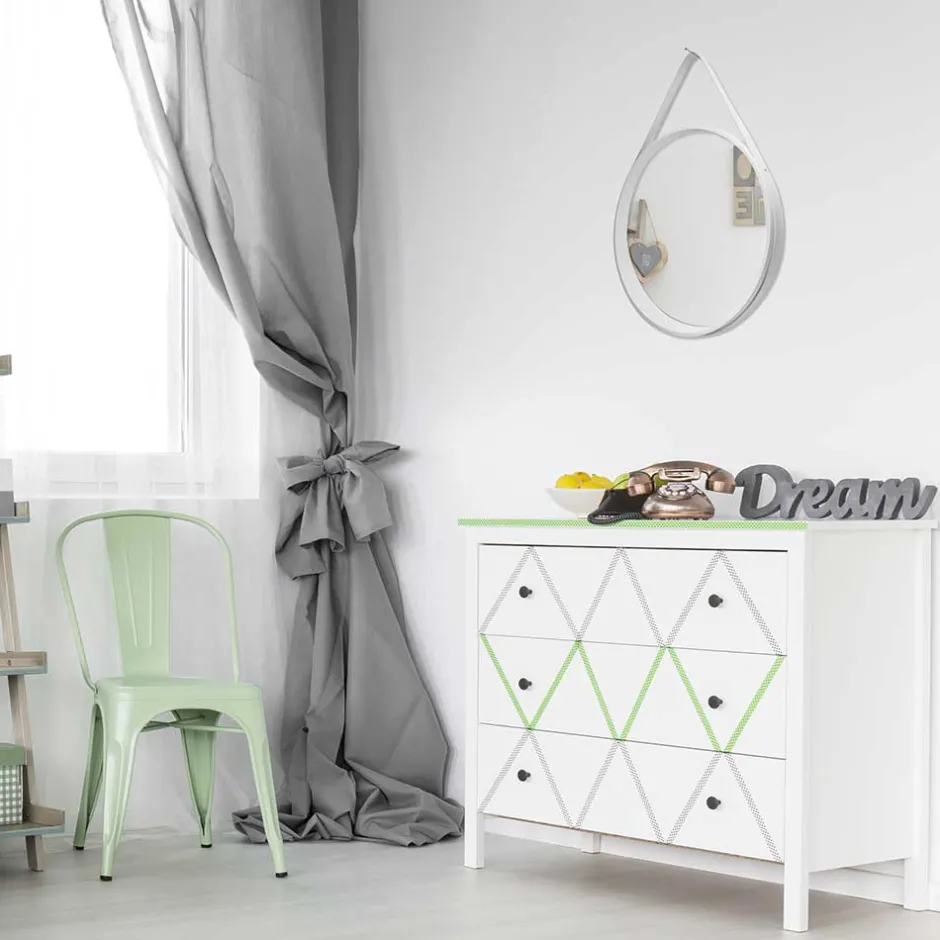 Wohnen Retro Wandspiegel mit Kunstleder in Weiß - Composia